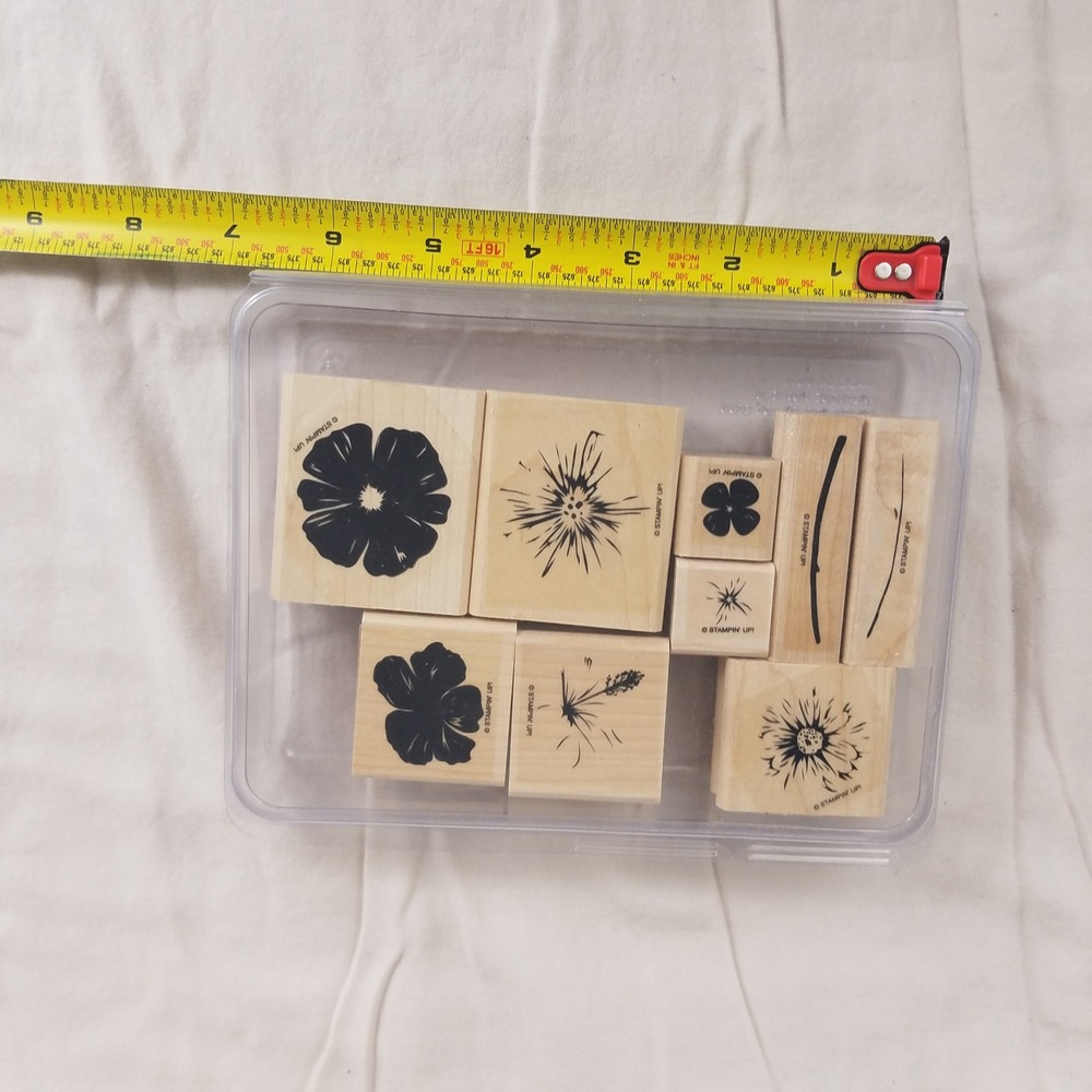 Vintage Stampin Up Floral Botanical Wood Mounted Rubber Stamp Set 9pc retired